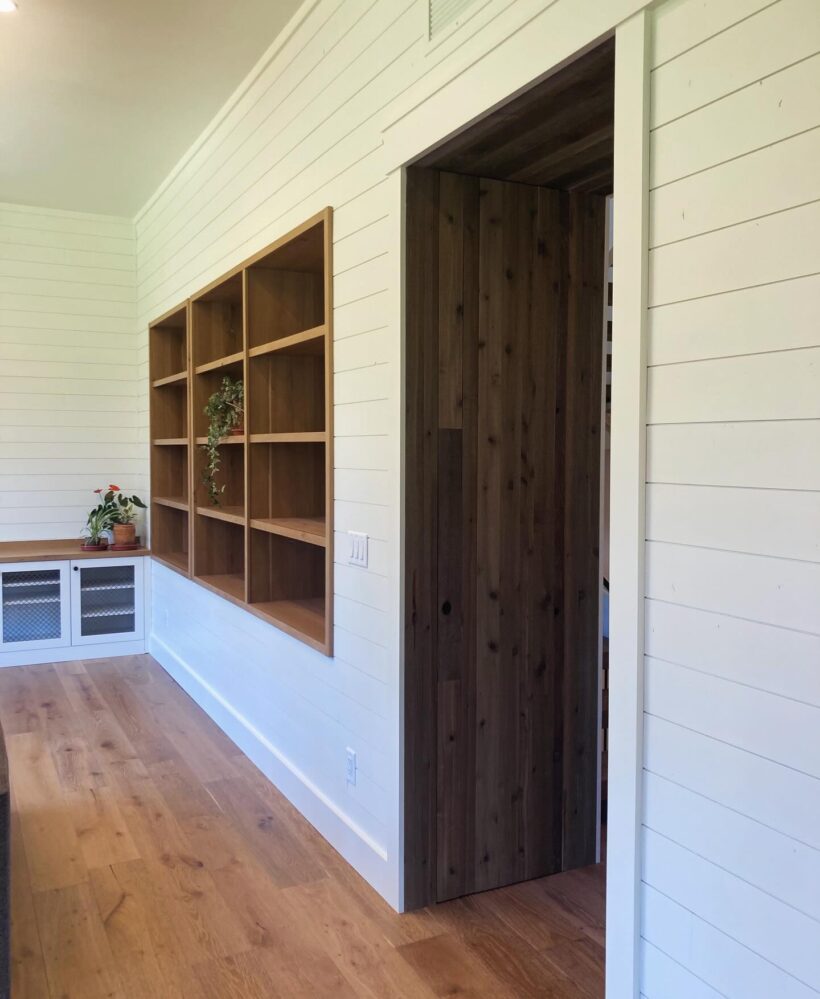 view of custom cubbies in a wall